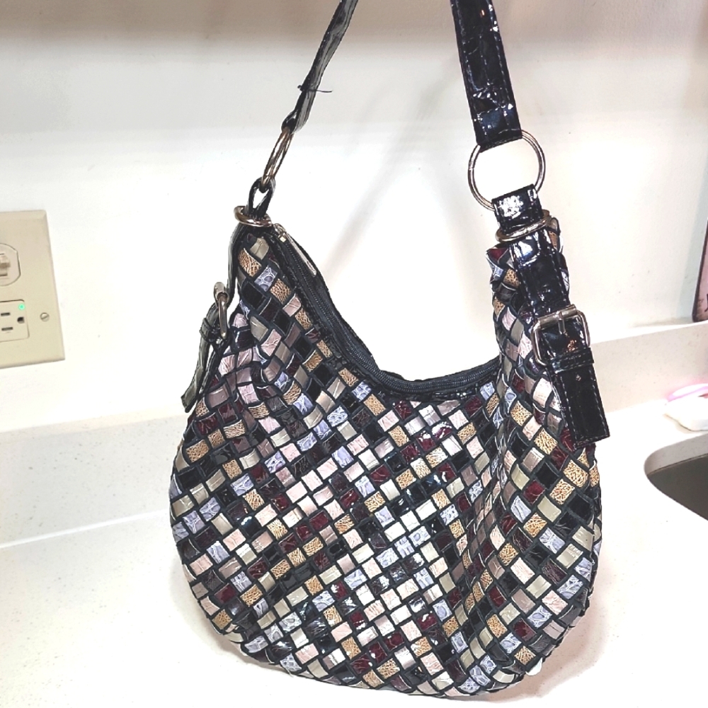 Multicolor Woven Mosaic Shoulder Bag New No Tags
